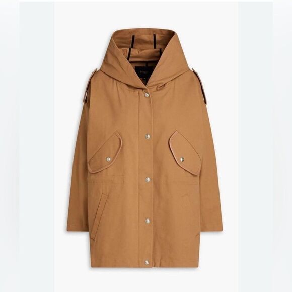 Maje Gangzyum Hooded trench Windbreaker barn chore Jacket Preppy. 2/L or XL - Picture 14 of 16